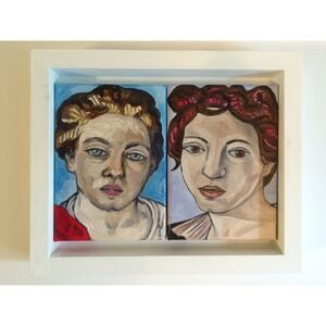 Two Caravaggio Studies- Original Oil Paintings on canvas framed in wooden frame